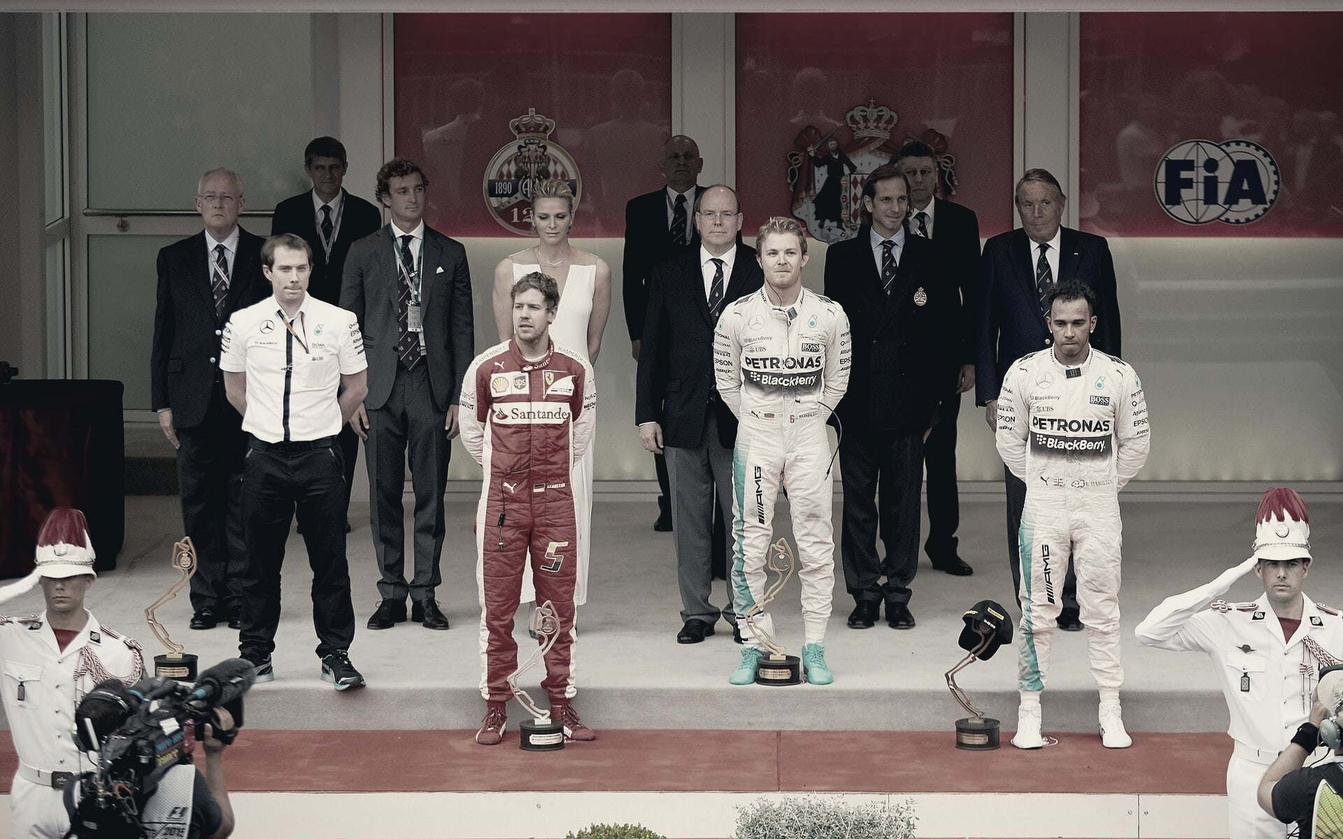 The 2015 Monaco Grand Prix podium